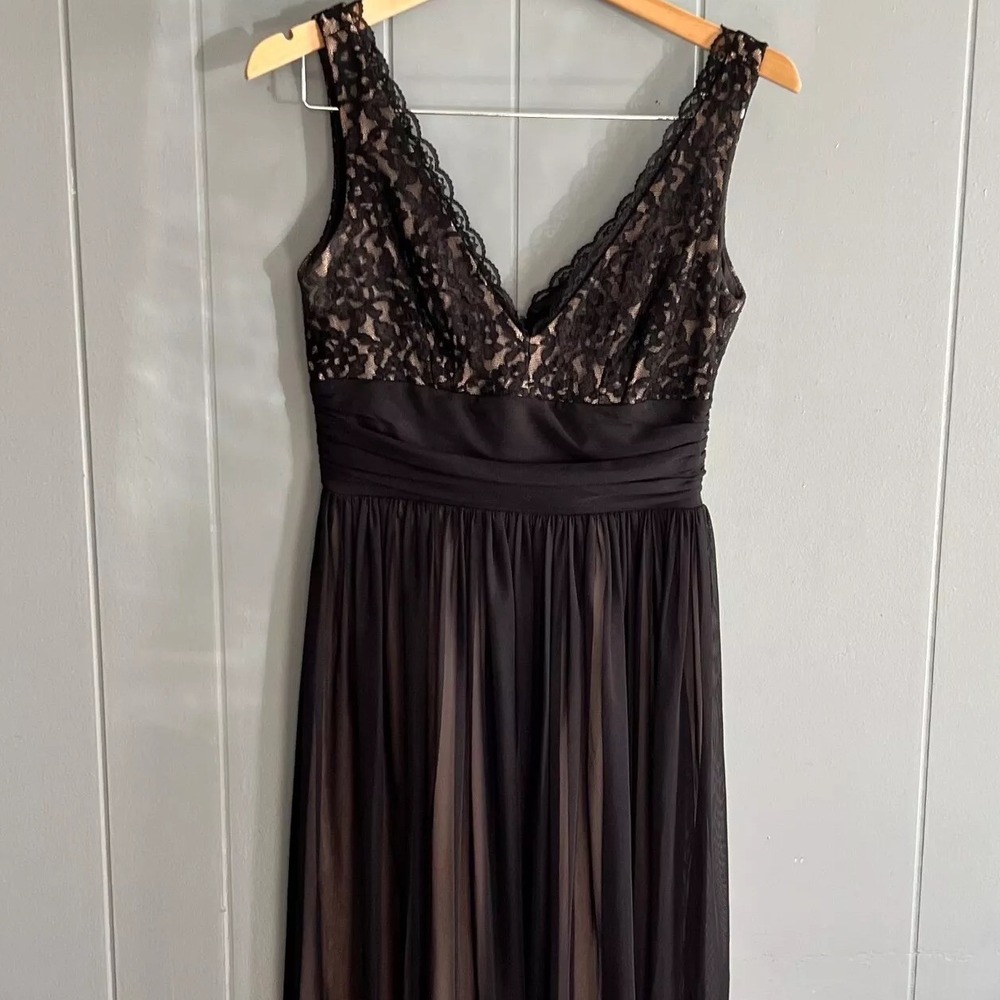 Black‎ Lace Cocktail Dress London Times Size 4 Babydoll Nude Lined Y2K Romantic
